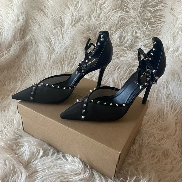 💋 Steve Madden Lupton Mesh Pointed-Toe Pumps, Black, Size 9.5 - Picture 8 of 15